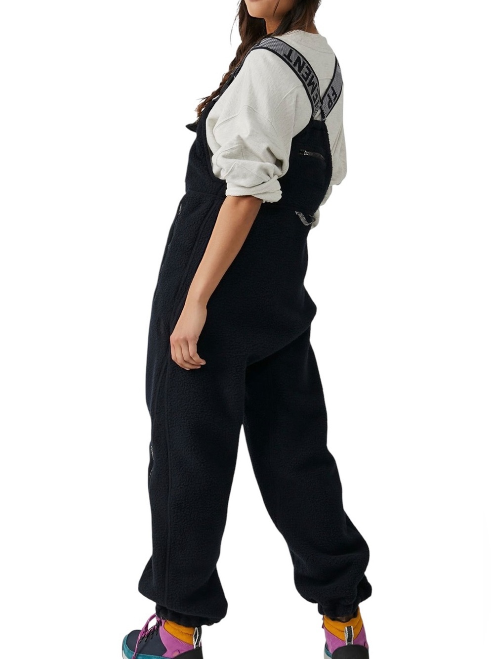 FP Movement Hit The Slopes Salopette Black Sherpa Fleece Overalls NWT Medium - Picture 5 of 11